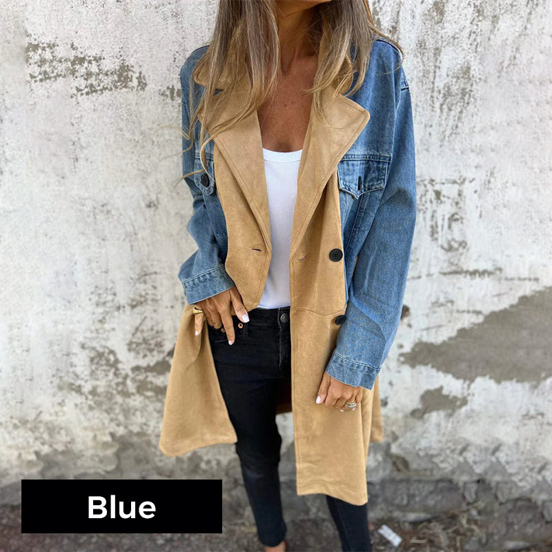 Norell Denim-Stitch Trench Coat