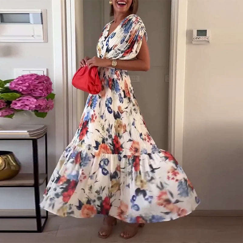 Carrie - Soft Floral V-Neck Maxi Dress
