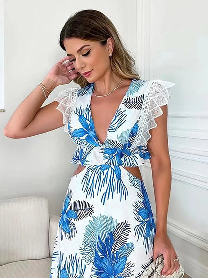 Margie - Trendy Sleeveless Lace Maxi Dress