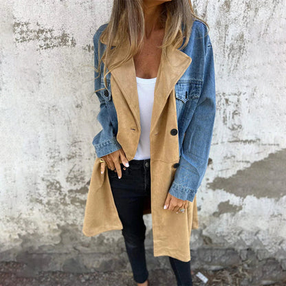 Norell Denim-Stitch Trench Coat