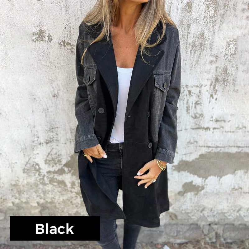 Norell Denim-Stitch Trench Coat
