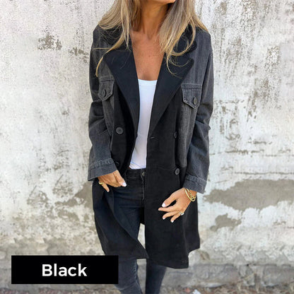 Norell Denim-Stitch Trench Coat