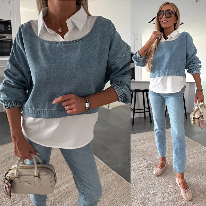 DENIVIA Urban Denim Two-Piece Set