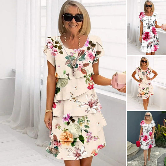 CASCADE FLORAL PRINT MINI DRESS
