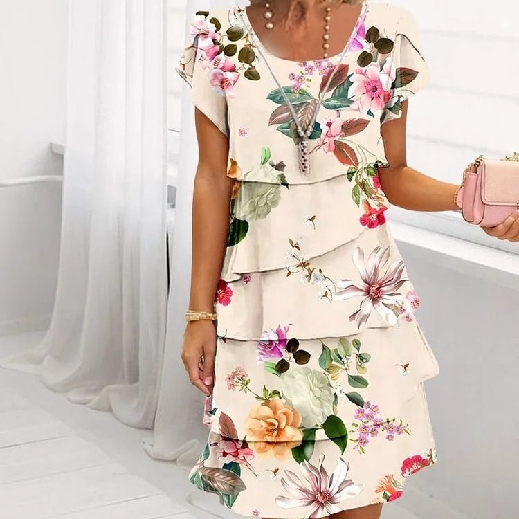 CASCADE FLORAL PRINT MINI DRESS