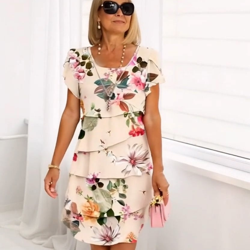 CASCADE FLORAL PRINT MINI DRESS