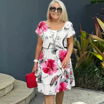 CASCADE FLORAL PRINT MINI DRESS